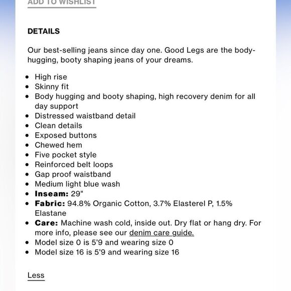 NEW GOOD AMERICAN Good Legs Button Fly Skinny Jeans Indigo317 2 - Picture 6 of 9